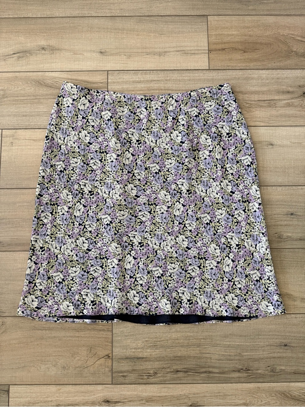 Charter Club Woman Straight Lavender Floral Print Silk Skirt